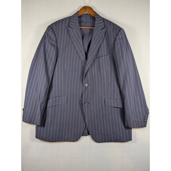 Paul Betenly Other - Paul Betenly Mens Navy Pinstripe‎ Wool Cotton Blazer Sport Coat 46R Lanificio